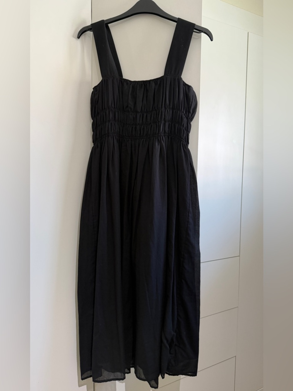 Burberry Black Cotton Midi Dress Wide Straps Size 2 - Picture 5 of 9